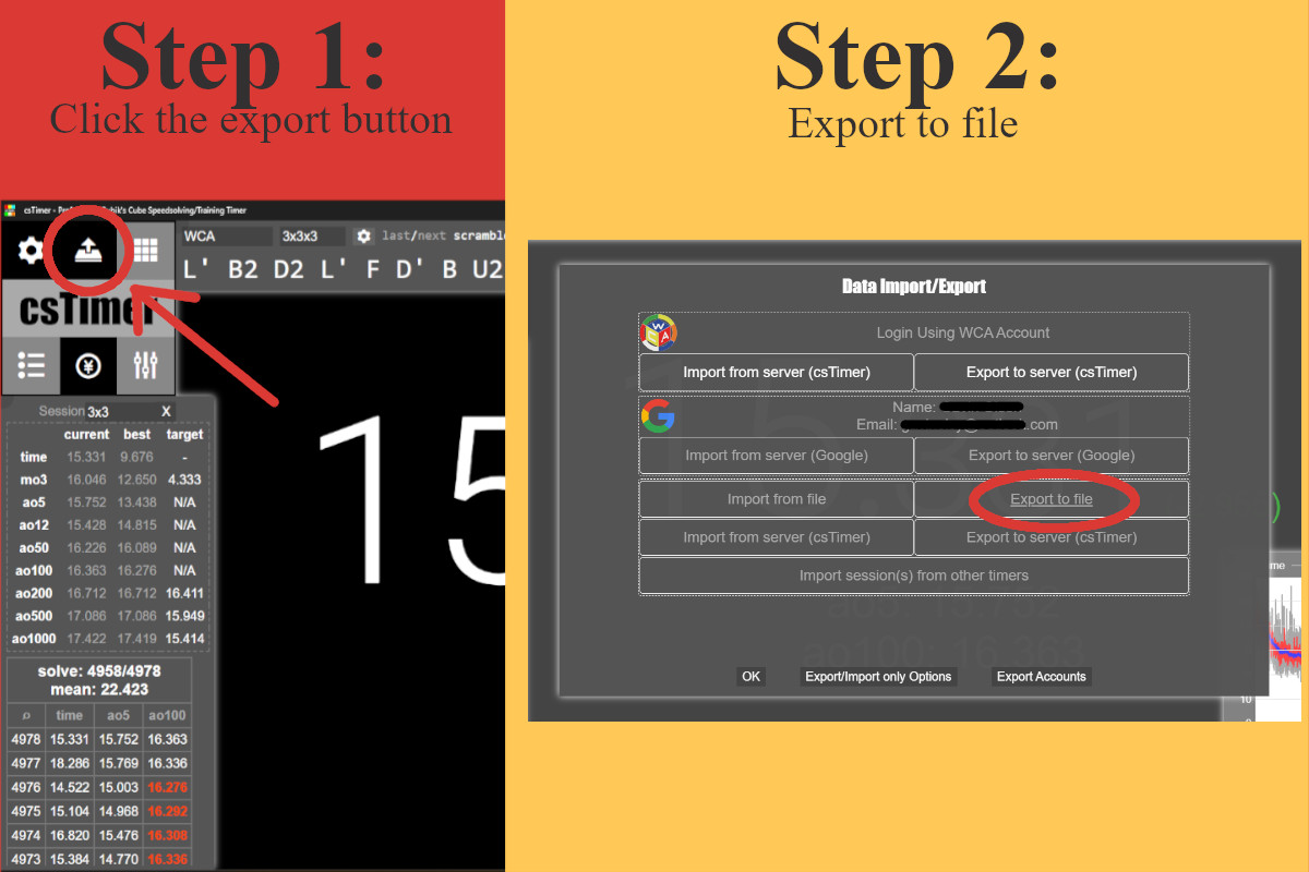 Export instructions for csTimer